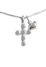 little stunning silver cubic zirconia cross baby necklace  